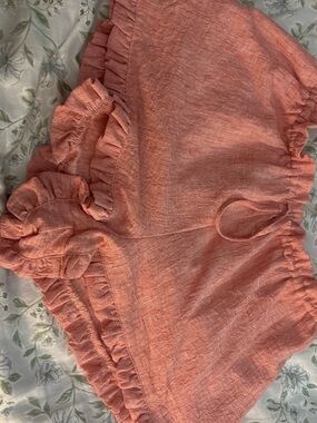 HYFVE Coral Peach Ruffle Crop Top